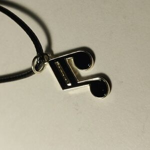 Black and silver music note charm necklace